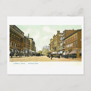Vintage Merrimac Street, Lowell, Massachusetts Postcard