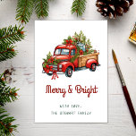 Vintage Merry and Bright Christmas Red Truck Holiday Card<br><div class="desc">Vintage Merry and Bright Christmas Red Truck</div>
