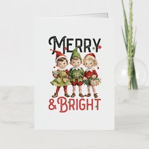 Vintage Merry & Bright Merry Christmas Foil Greeting Card
