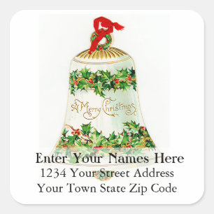Vintage Merry Christmas Bell Address Label