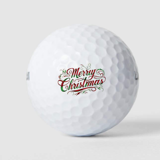 Vintage Merry Christmas calligraphy Golf Balls (Front)
