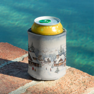 Vintage Merry Christmas Can Cooler