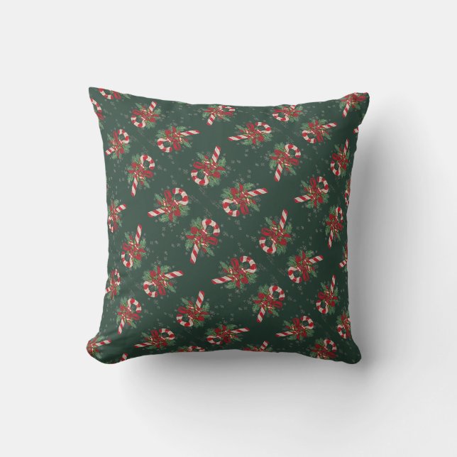 Vintage Merry Christmas Candy Cane Cushion (Front)