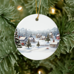 Vintage Merry Christmas Ceramic Tree Decoration