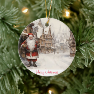 Vintage Merry Christmas Ceramic Tree Decoration