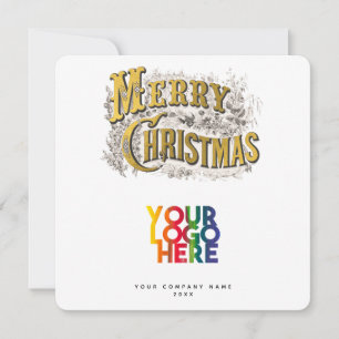 Vintage Merry Christmas Corporate Business Logo  Holiday Card
