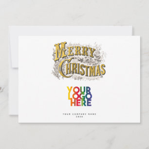 Vintage Merry Christmas Corporate Business Logo Holiday Card