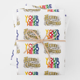 Vintage Merry Christmas Corporate Business Logo   Wrapping Paper Sheet
