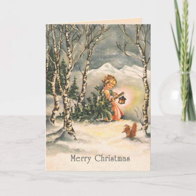 Vintage Merry Christmas Custom Greeting Card (Front)