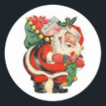 Vintage Merry Christmas Delivery Santa Claus Classic Round Sticker<br><div class="desc">Vintage Merry Christmas Delivery Santa Claus Classic Round Sticker.</div>