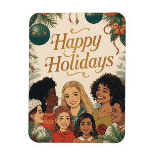 Vintage Merry Christmas Family New Year Message Magnet