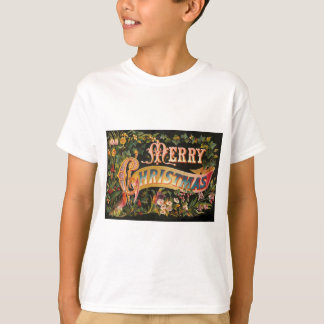 Vintage Merry Christmas Flower Design T-Shirt