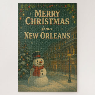 Vintage Merry Christmas from New Orleans Jigsaw Puzzle