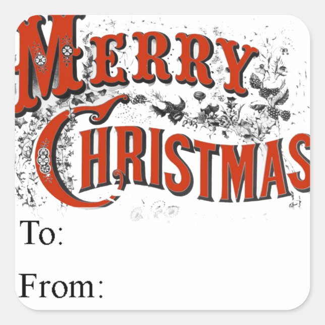 Vintage Merry Christmas Gift Tag (Front)