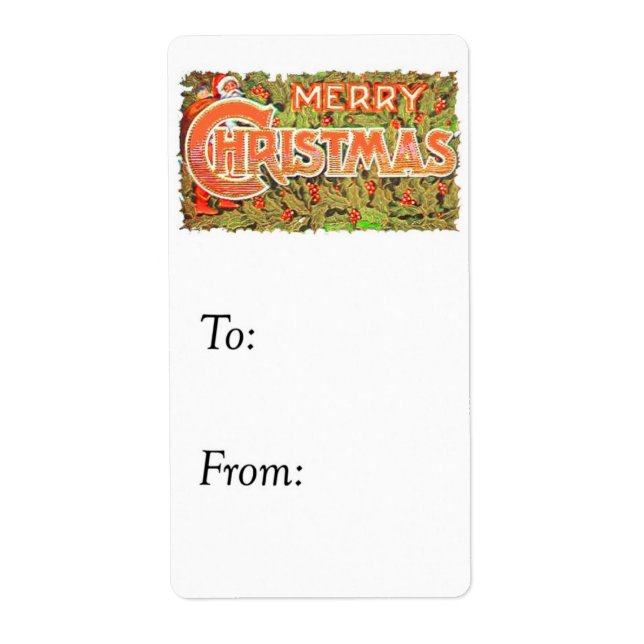 Vintage Merry Christmas Gift Tag (Front)