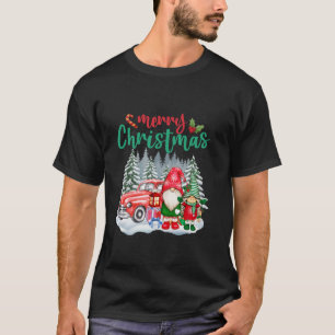 Vintage Merry Christmas Gnomes Red Truck T-Shirt