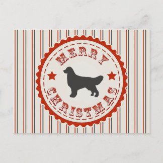 Vintage Merry Christmas Golden Retriever Dog Logo Holiday Postcard