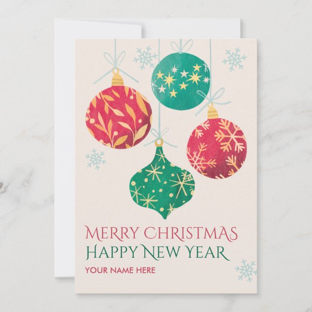 Vintage merry christmas happy new year holiday card (Front)