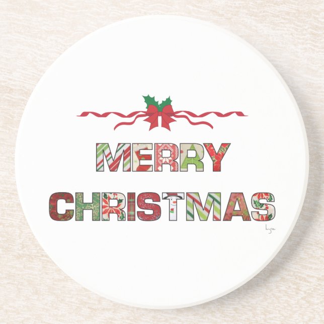 Vintage Merry-Christmas Holiday Coaster (Front)