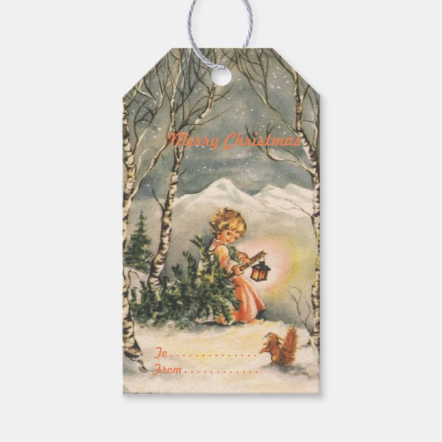 Vintage Merry Christmas Holiday Gift Tags (Front)