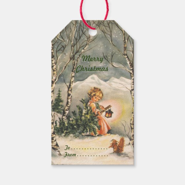 Vintage Merry Christmas Holiday Gift Tags (Front)