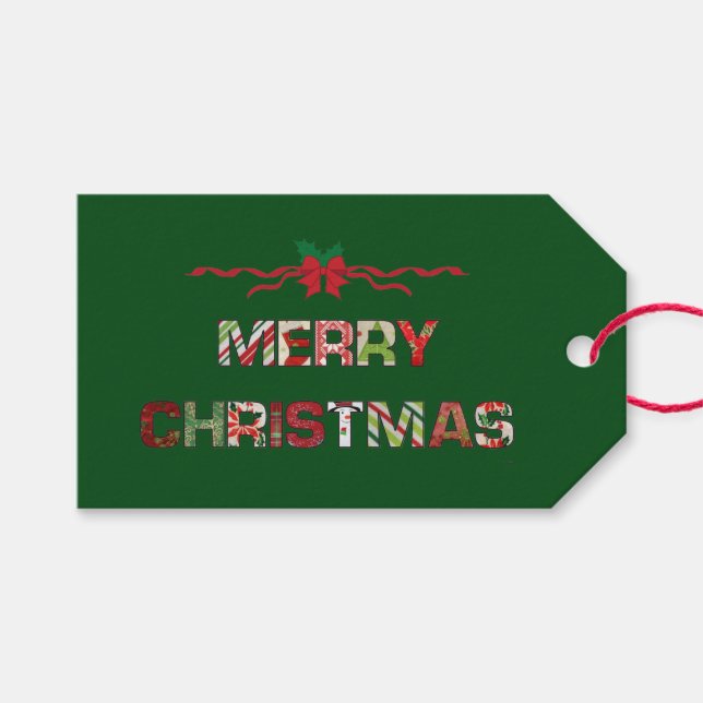 Vintage Merry Christmas Holiday Gift Tags (Front (Horizontal))