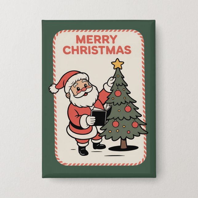 Vintage Merry Christmas Holiday Santa Reading  (Front)