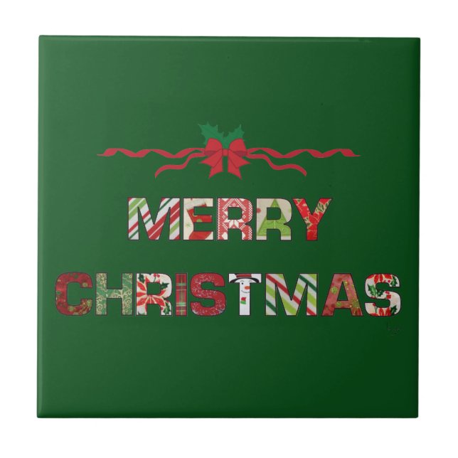 Vintage Merry-Christmas Holiday Tile (Front)