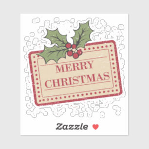 Vintage Merry Christmas Holly Tag Design