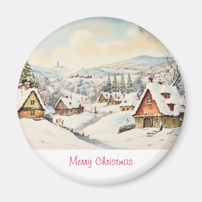 Vintage Merry Christmas Magnet (Front)