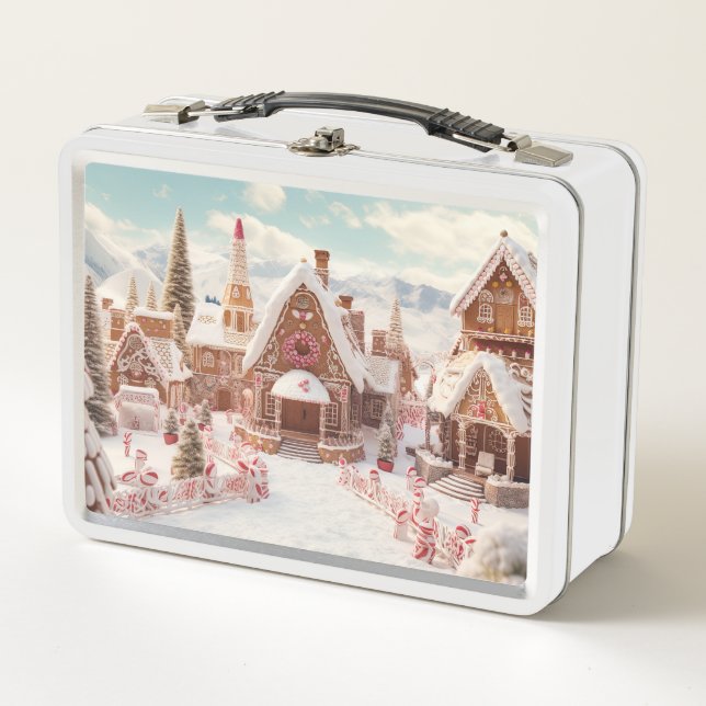 Vintage Merry Christmas Metal Lunch Box (Front)