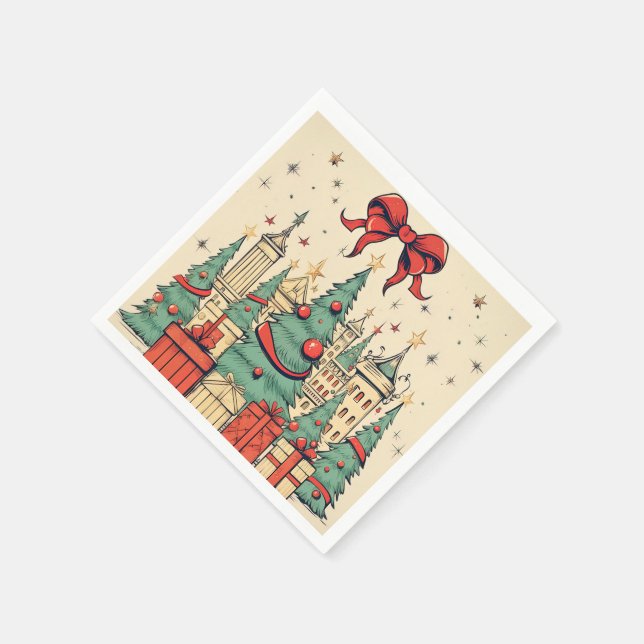 Vintage Merry Christmas Napkin (Corner)
