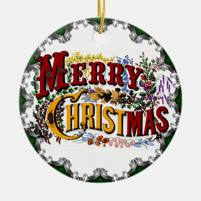 Vintage Merry Christmas Ornament (Front)