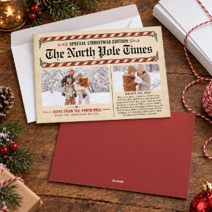 Vintage Merry Christmas Photo Classic Newspaper Holiday Card
