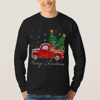 Vintage Merry Christmas Red Truck Christmas Tree S T-Shirt
