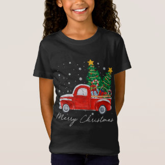 Vintage Merry Christmas Red Truck Christmas Tree S T-Shirt