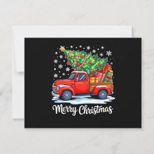 Vintage Merry Christmas Red Truck Funny Santa Tree