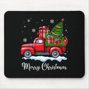 Vintage Merry Christmas Red Truck Funny Xmas Tree Mouse Pad