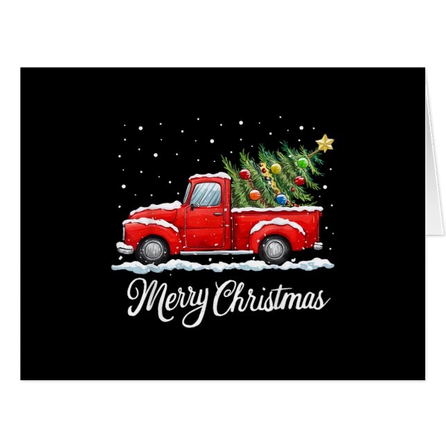 Vintage Merry Christmas Red Truck Old Fashioned Ch (Front Horizontal)