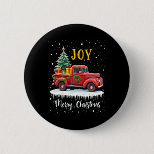 Vintage Merry Christmas Red Truck Old Fashioned Ch 6 Cm Round Badge