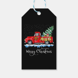 Vintage Merry Christmas Red Truck Old Fashioned Ch Gift Tags