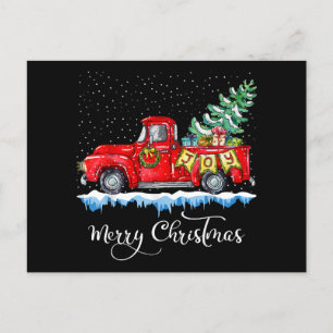 Vintage Merry Christmas Red Truck Old Fashioned Ch Holiday Postcard