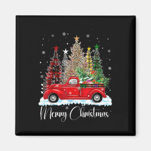 Vintage Merry Christmas Red Truck Old Fashioned Ch Magnet