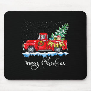 Vintage Merry Christmas Red Truck Old Fashioned Ch Mouse Pad