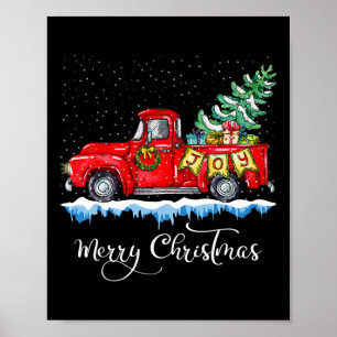 Vintage Merry Christmas Red Truck Old Fashioned Ch Poster