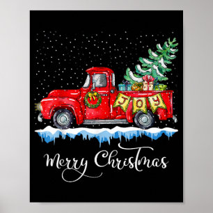 Vintage Merry Christmas Red Truck Old Fashioned Ch Poster