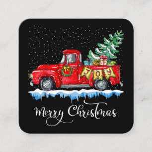 Vintage Merry Christmas Red Truck Old Fashioned Ch Square Business Card