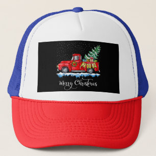 Vintage Merry Christmas Red Truck Old Fashioned Ch Trucker Hat