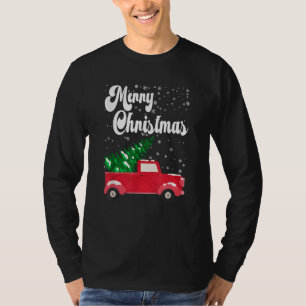 Vintage Merry Christmas Red Truck Old Fashioned T-Shirt