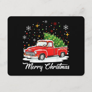 Vintage Merry Christmas Red Truck Santa Tree Famil Invitation